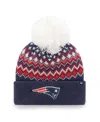 47 Brand Women's Navy New England Patriots Elsa Cuffed With Pom Knit Hat In Blue