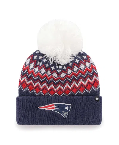 47 Brand Women's Navy New England Patriots Elsa Cuffed With Pom Knit Hat In Blue