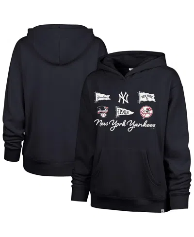 47 Brand Women's Navy New York Yankees Bow Banners Naomi Hoodie In Blue