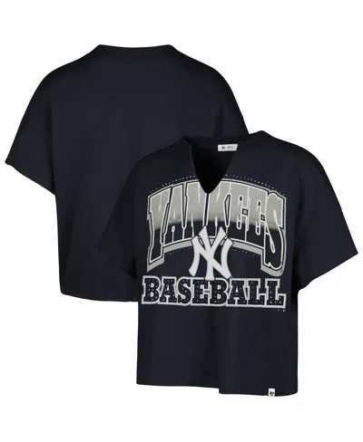 47 Brand Women's Navy New York Yankees Plus Size Win Big Oversized Notch-neck T-shirt In Black