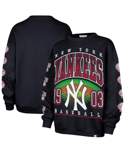 47 Brand Women's Navy New York Yankees Trendy Team Go Big Oversized Sweatshirt In Multi