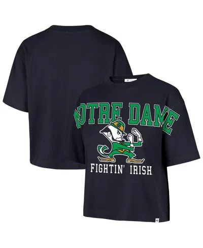 47 Brand Women's Navy Notre Dame Fighting Irish Outreach City Relaxed Cropped T-shirt In Gold