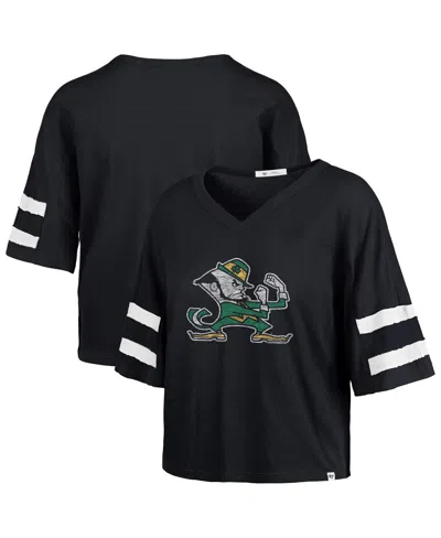 47 Brand Women's Navy Notre Dame Fighting Irish Premier Scout Sleeve Stripe Relaxed Dolman T-shirt In Black
