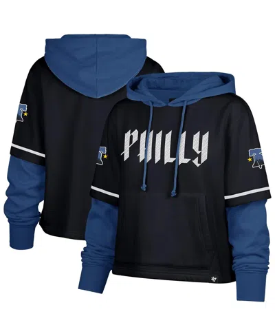 47 Brand Women's Navy Philadelphia Phillies City Connect Shortstop Cropped Pullover Hoodie