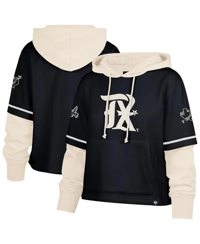 47 Brand Women's Navy Texas Rangers City Connect Shortstop Cropped Pullover Hoodie