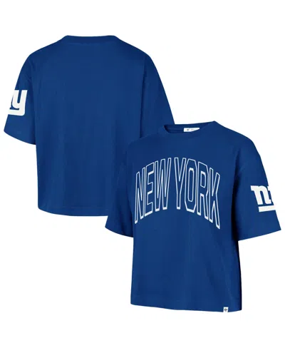 47 Brand Women's New York Giants Call Out Reed City Cropped Crew Neck T-shirt In Blue