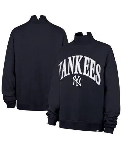 47 Brand Women's New York Yankees Vantage Oversized Mock-neck Graphic Sweatshirt In Navy