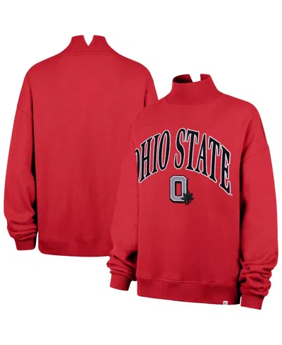 47 Brand Women's Ohio State Buckeyes Mock-neck Dropped-shoulder Sweatshirt In Red