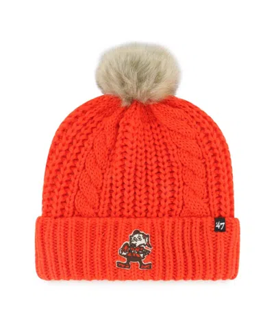 47 Brand Women's Orange Cleveland Browns Meeko Cuffed With Pom Knit Hat