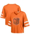 47 Brand '47 Orange Cleveland Browns Premier Scout Cropped V-neck T-shirt In Orange