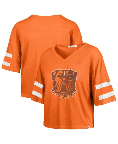 47 Brand Women's Orange Cleveland Browns Premier Scout Cropped V-neck T-shirt