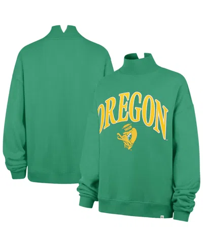 47 Brand Women's Oregon Ducks Mock Neck Screen-print Sweatshirt In Green