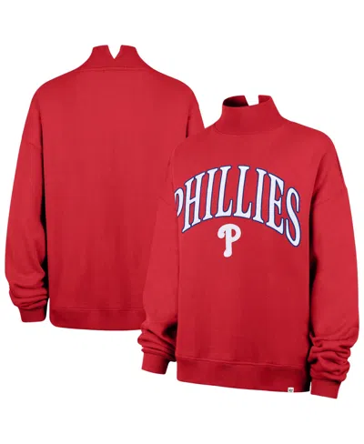 47 Brand Women's Philadelphia Phillies Oversized Vantage Mock Neck Sweatshirt In Red