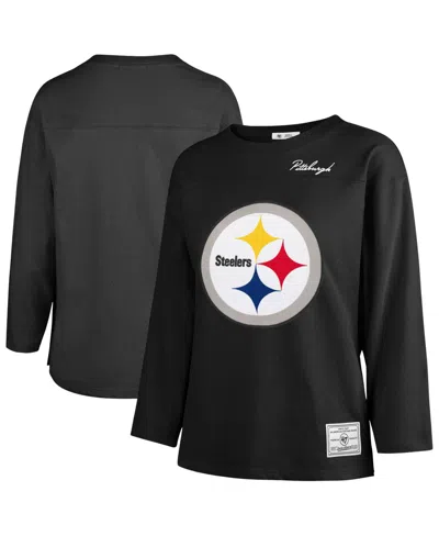 47 Brand Women's Pittsburgh Steelers Game Nod Timeless Long-sleeve Heavyweight T-shirt In Black