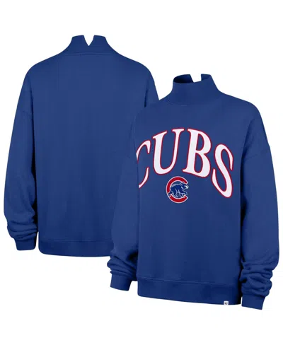 47 Brand Women's Plus Size Chicago Cubs Vantage Oversized Mock Neck Sweatshirt In Blue
