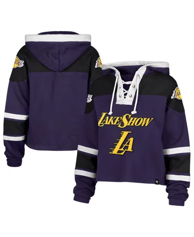 47 Brand Women's Purple Los Angeles Lakers 2024/25 City Edition Superior Cropped Lace-up Pullover Hoodie