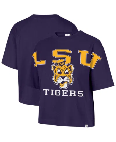 47 Brand Women's Purple Lsu Tigers Outreach City Relaxed Cropped T-shirt In Blue