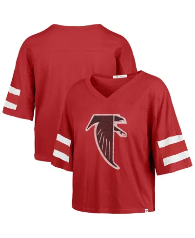 47 Brand Women's Red Atlanta Falcons Premier Scout Cropped V-neck T-shirt