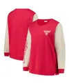 47 Brand Women's Red Chicago Bulls Plus Size Oversized Rise Andie Pullover Sweatshirt In Red
