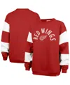 47 BRAND WOMEN'S RED DETROIT RED WINGS EEPHUS BARRED PULLOVER SWEATSHIRT