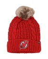 47 Brand Women's Red New Jersey Devils Meeko Cuffed Knit With Pom Hat In Multi