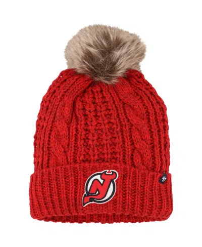 47 Brand Women's Red New Jersey Devils Meeko Cuffed Knit With Pom Hat In Multi
