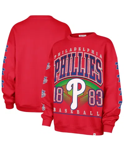 47 Brand Women's Red Philadelphia Phillies Trendy Team Go Big Oversized Sweatshirt