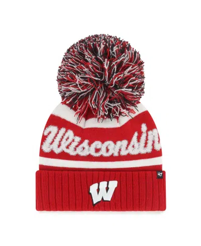 47 Brand Women's Red Wisconsin Badgers Spirited Cuffed Knit Hat With Pom