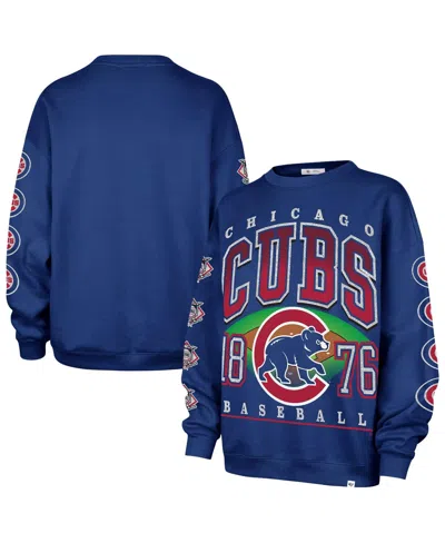 47 Brand Women's Royal Chicago Cubs Trendy Team Go Big Oversized Sweatshirt In Blue