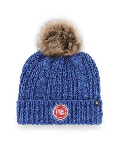 47 Brand Women's Royal Detroit Pistons Meeko Cuffed Pom With Knit Hat In Blue
