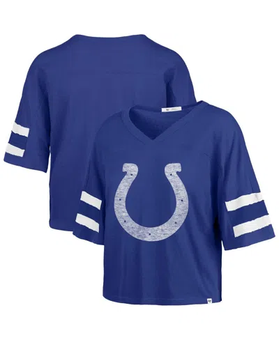 47 Brand Women's Royal Indianapolis Colts Premier Scout Cropped V-neck T-shirt In Blue