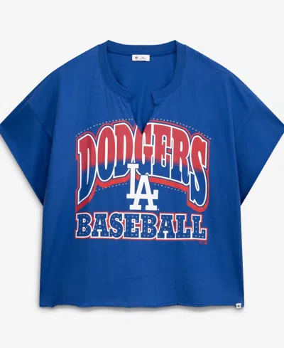 47 Brand Women's Royal Los Angeles Dodgers Plus Size Win Big Oversized Notch-neck T-shirt In Blue