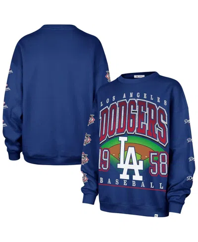 47 Brand Women's Royal Los Angeles Dodgers Trendy Team Go Big Oversized Sweatshirt In Blue