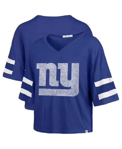 47 Brand Women's Royal New York Giants Premier Scout Cropped V-neck T-shirt In Blue
