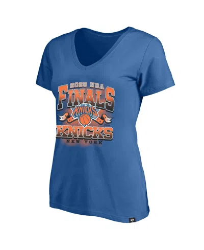 47 Brand Women's Royal New York Knicks 2026 Nba Finals Plus Size V-neck T-shirt In Blue