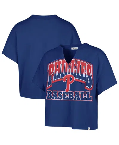 47 Brand Women's Royal Philadelphia Phillies Plus Size Win Big Oversized Notch-neck T-shirt In Blue