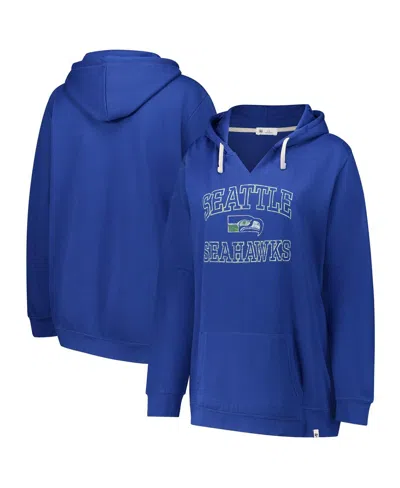 47 Brand Women's Royal Seattle Seahawks Plus Size Clarity Kennedy Pullover Hoodie In Blue