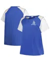 47 Brand Women's Royal/gray Los Angeles Dodgers Plus Size Henley T-shirt In Royal Gray