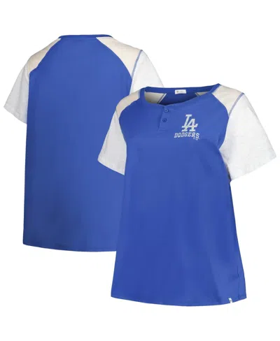 47 Brand Women's Royal/gray Los Angeles Dodgers Plus Size Henley T-shirt In Royal Gray