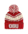 47 Brand '47 Scarlet Ohio State Buckeyes Emma Cuffed Knit Hat With Pom In Multi