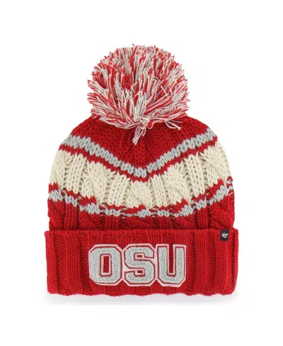 47 Brand '47 Scarlet Ohio State Buckeyes Emma Cuffed Knit Hat With Pom In Red