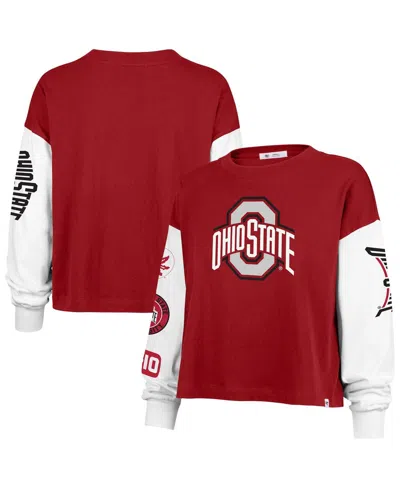 47 Brand Women's Scarlet Ohio State Buckeyes Sydney Long Sleeve T-shirt In Red