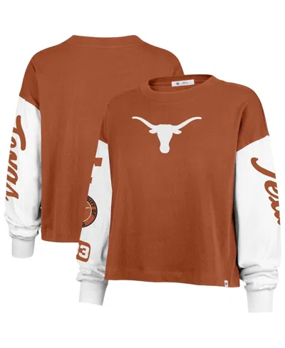47 Brand Women's Texas Orange Texas Longhorns Sydney Long Sleeve T-shirt In Brown
