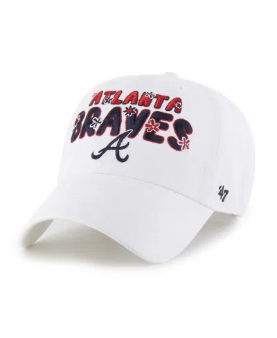 47 Brand Women's White Atlanta Braves Flower Power Clean Up Adjustable Hat