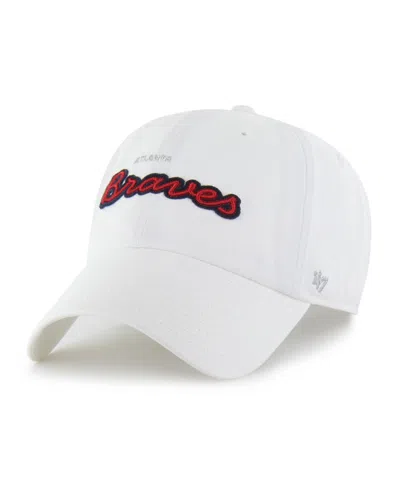 47 Brand Women's White Atlanta Braves Trendy Script Clean Up Adjustable Hat