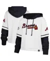 47 Brand Women's White Atlanta Braves Trifecta Shortstop Cropped Pullover Hoodie In White