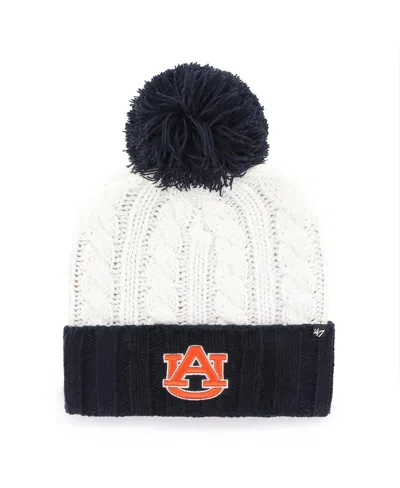 47 Brand Women's White Auburn Tigers Fireside Cuffed Knit Hat With Pom