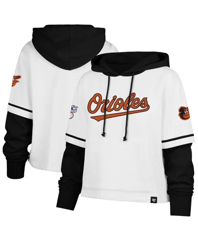 47 Brand Women's White Baltimore Orioles Trifecta Shortstop Cropped Pullover Hoodie