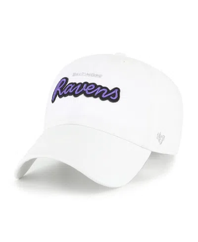 47 Brand Women's White Baltimore Ravens Trendy Script Clean Up Adjustable Hat