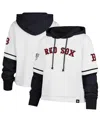 47 Brand Women's White Boston Red Sox Trifecta Shortstop Cropped Pullover Hoodie